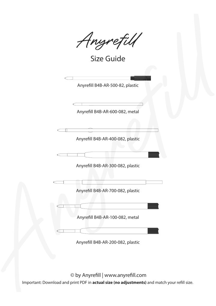 ANYREFILL Size Guide